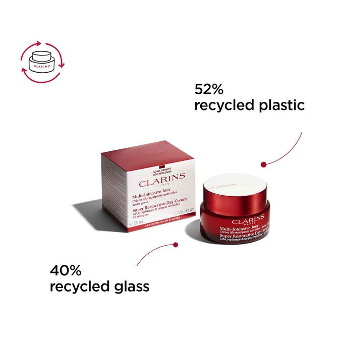Super-Restorative Night Cream All Skin Type pack and packaging from recyled glass and recycled plastic